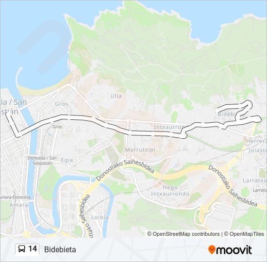 Mapa de 14 de autobús