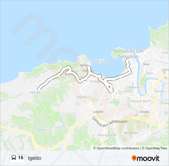 Mapa de 16 de autobús