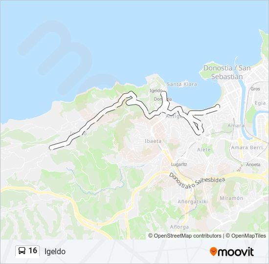 Mapa de 16 de autobús