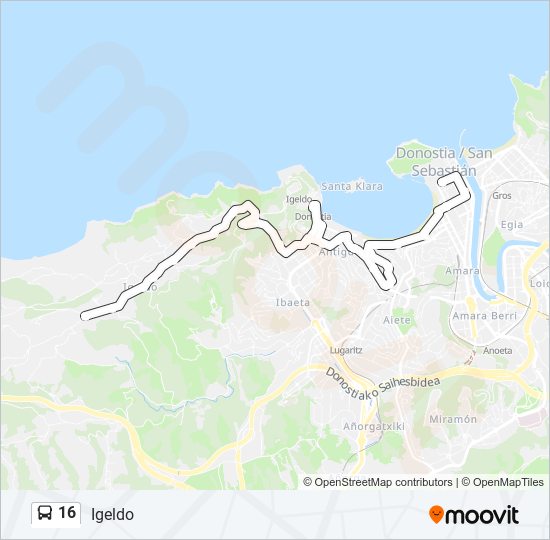 Mapa de 16 de autobús