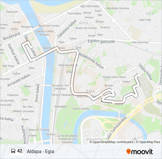 42 bus Mapa de línia