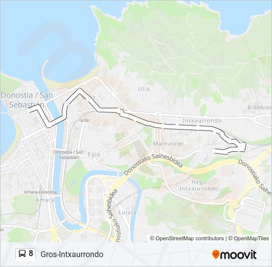 Mapa de 8 de autobús