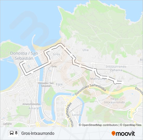 Mapa de 8 de autobús