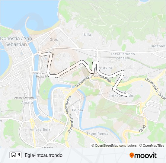 9 bus Mapa de línia