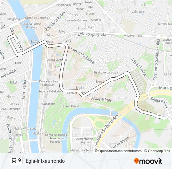 Mapa de 9 de autobús