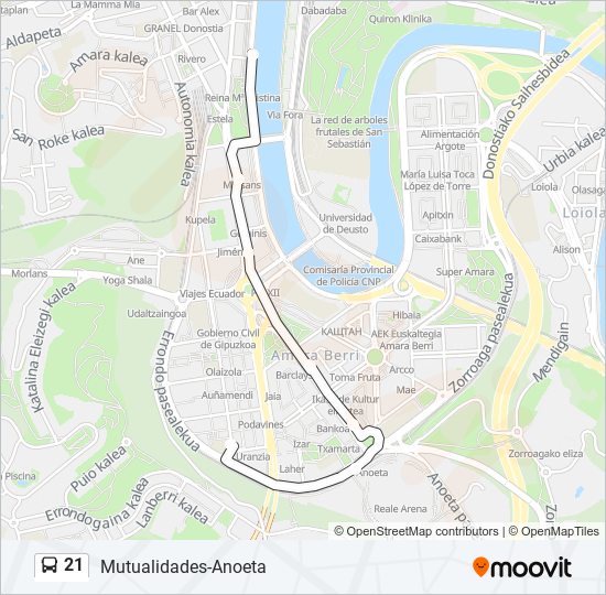 Mapa de 21 de autobús