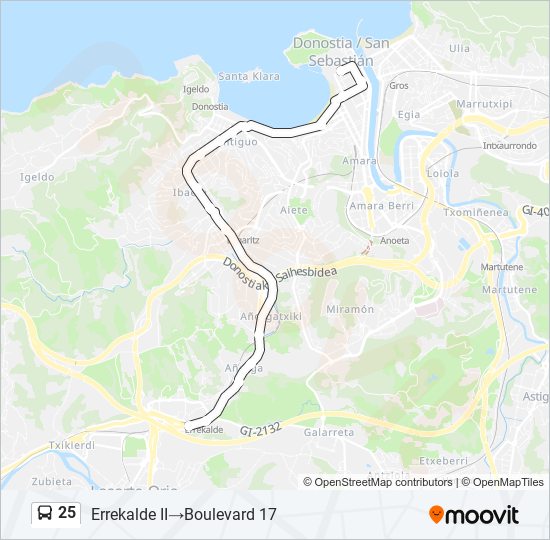 25 bus Mapa de línia