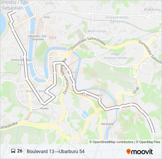 Mapa de 26 de autobús