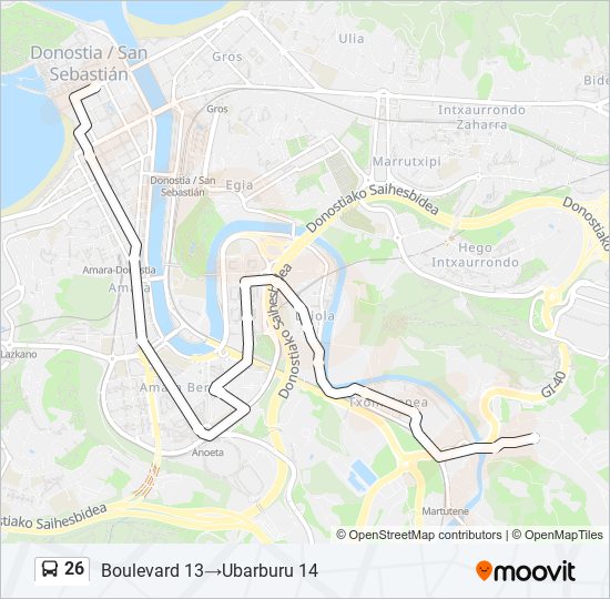 26 bus Mapa de línia