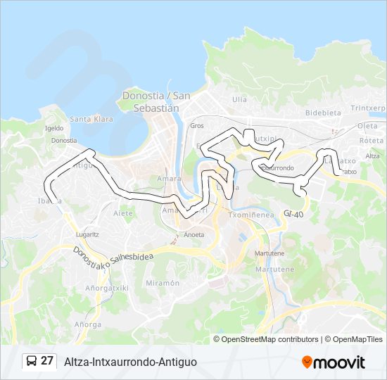 27 bus Mapa de línia