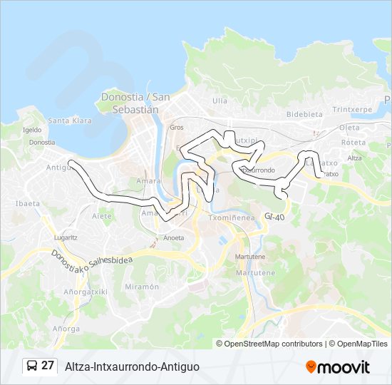 27 bus Mapa de línia