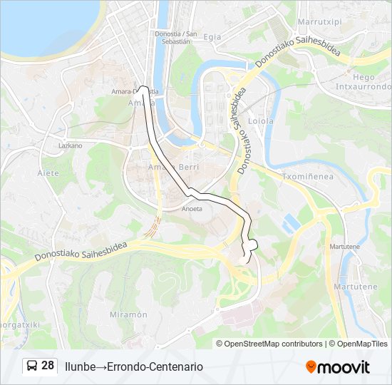 28 bus Mapa de línia