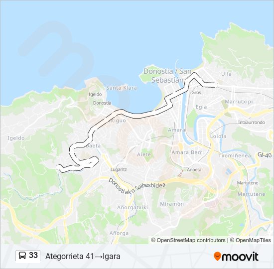 Mapa de 33 de autobús