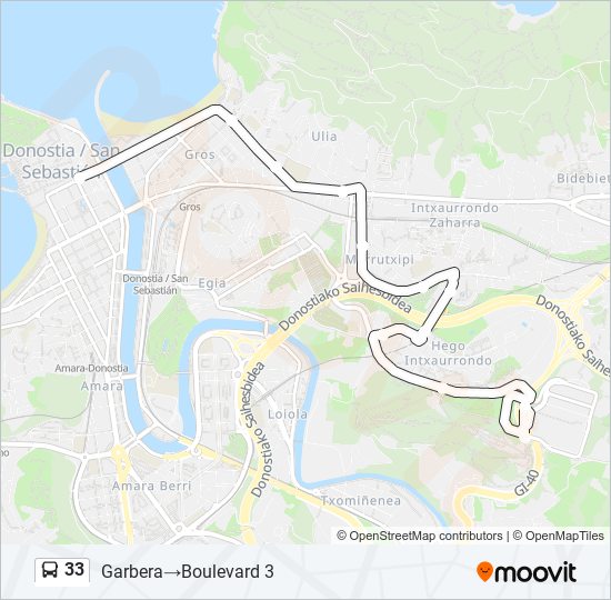 33 bus Mapa de línia