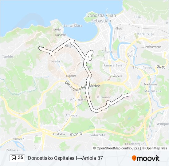 Mapa de 35 de autobús