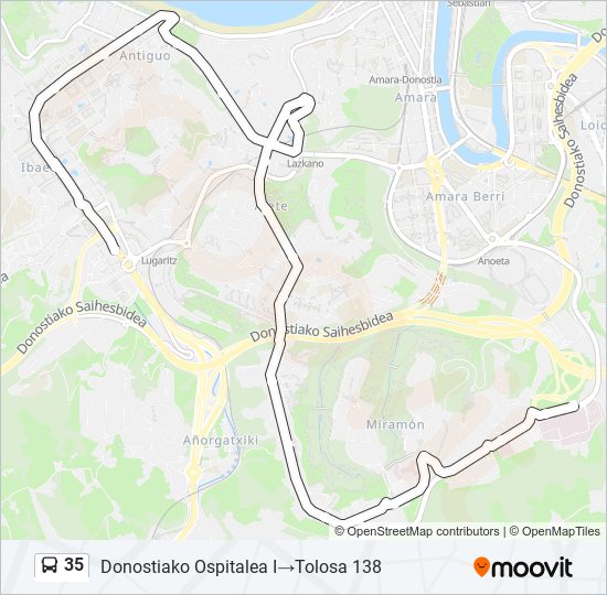 35 bus Mapa de línia