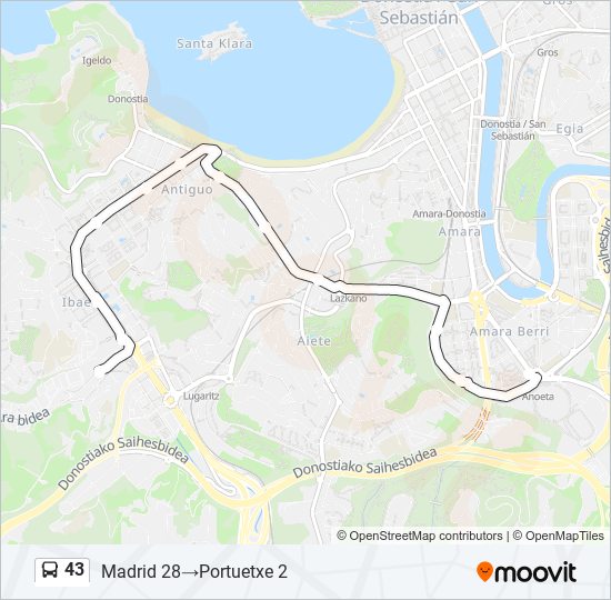 43 bus Mapa de línia