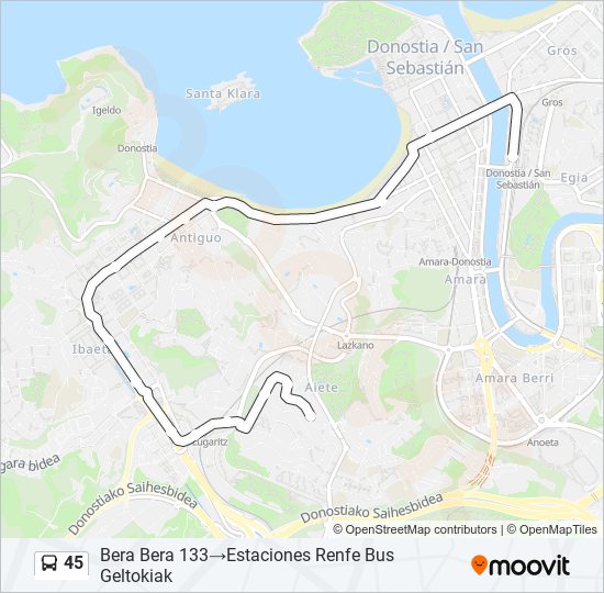 Mapa de 45 de autobús