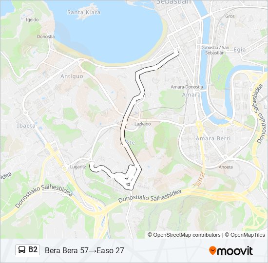 B2 bus Mapa de línia