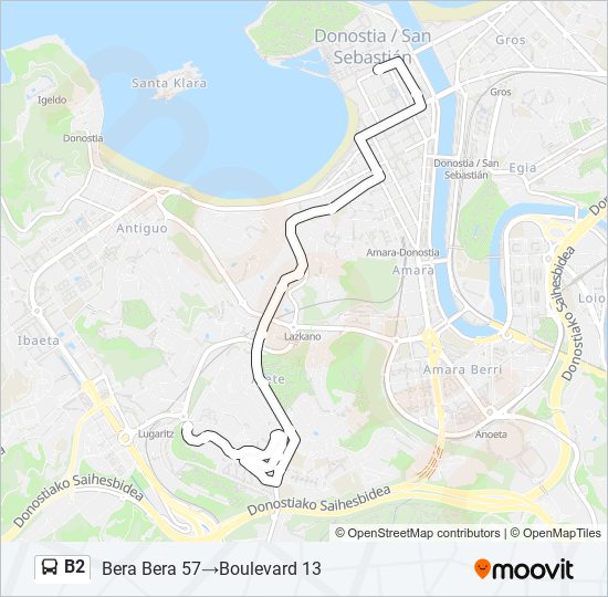 Mapa de B2 de autobús