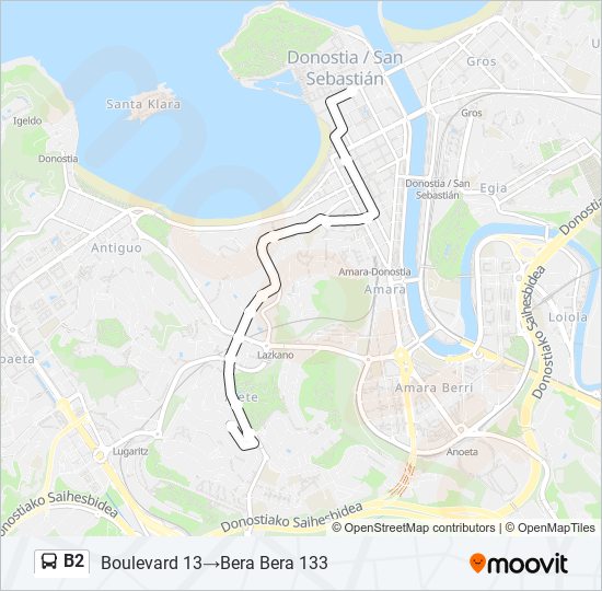 Mapa de B2 de autobús