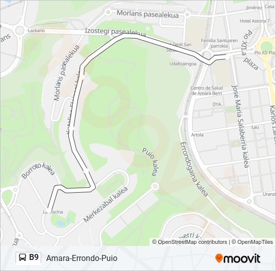 Mapa de B9 de autobús