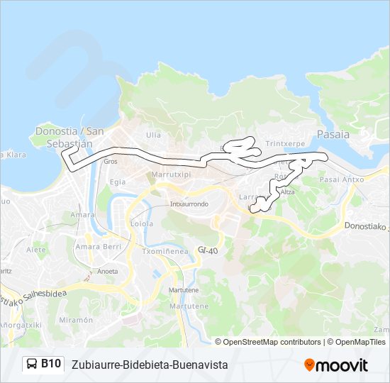 Mapa de B10 de autobús