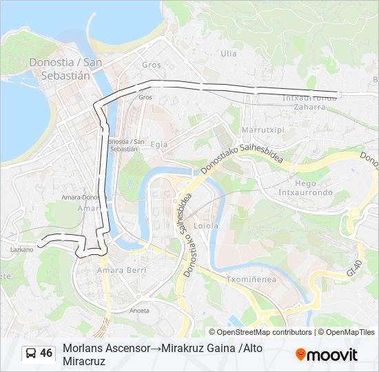 Mapa de 46 de autobús