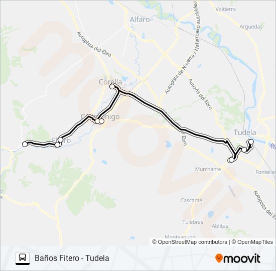 Mapa de BAÑOS FITERO - TUDELA de autobús