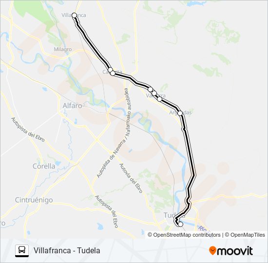 Mapa de VILLAFRANCA - TUDELA de autobús