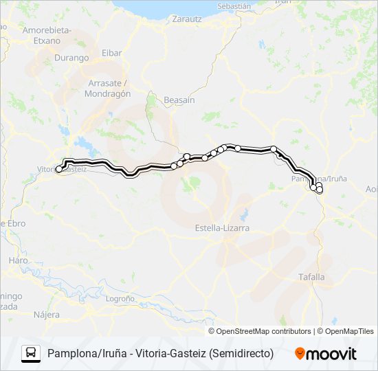 PAMPLONA/IRUÑA - VITORIA-GASTEIZ (SEMIDIRECTO) bus Mapa de línia