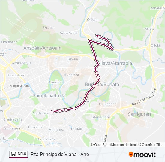 N14 bus Line Map