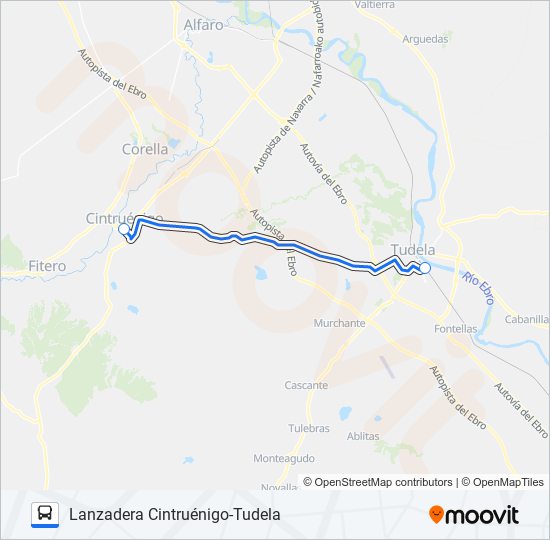 Mapa de PAMPLONA/IRUÑA-SORIA (POR AUTOPISTA) de autobús