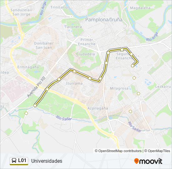 Mapa de L01 de autobús