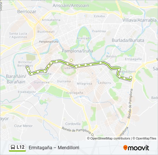 Mapa de L12 de autobús
