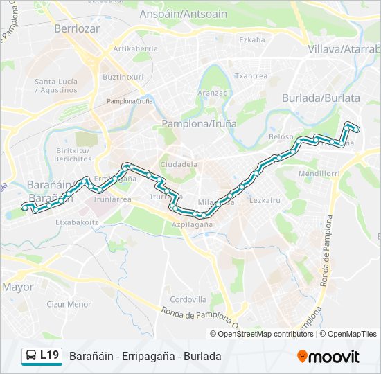 Mapa de L19 de autobús