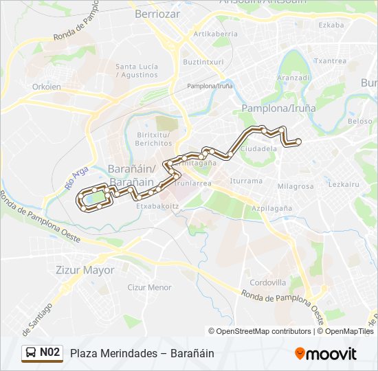 Mapa de N02 de autobús