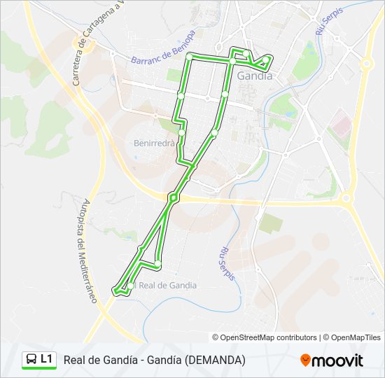 Mapa de L1 de autobús