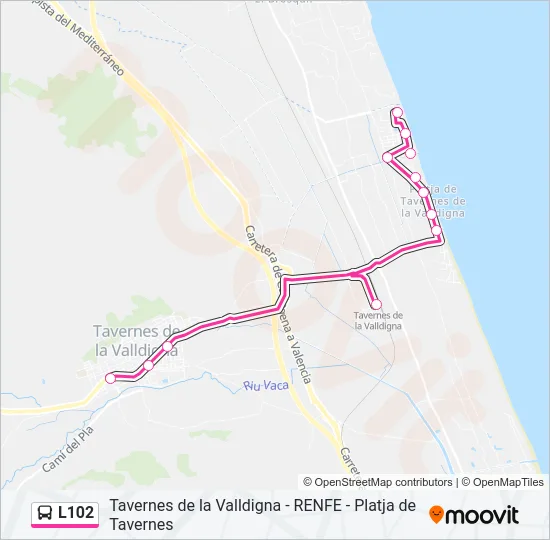 L102 Bus Line Map