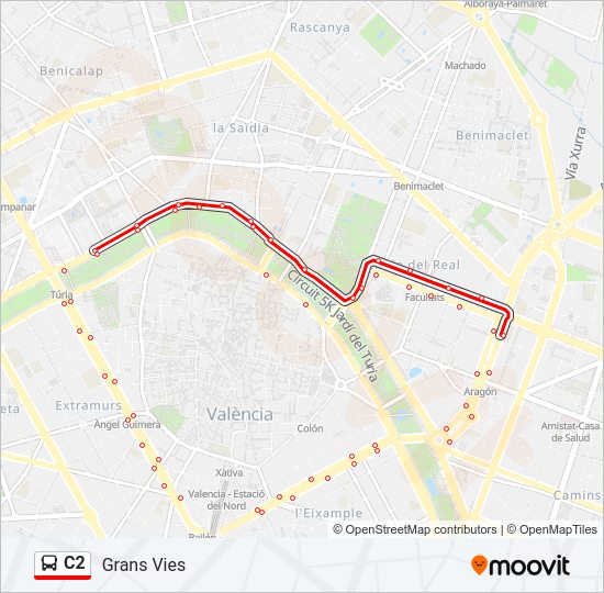 Mapa de C2 de autobús