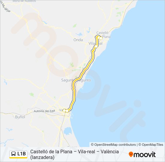 Mapa de L1B de autobús
