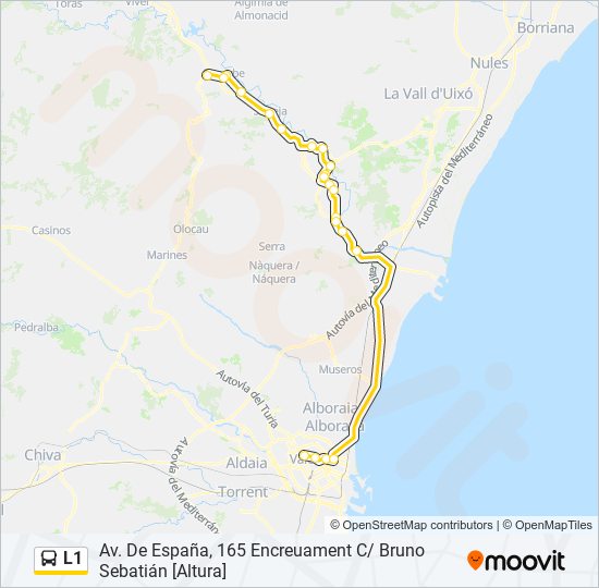 L1 bus Mapa de línia