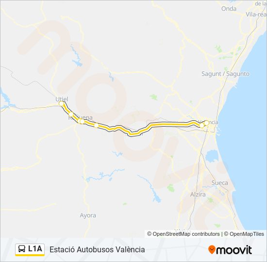 Mapa de L1A de autobús