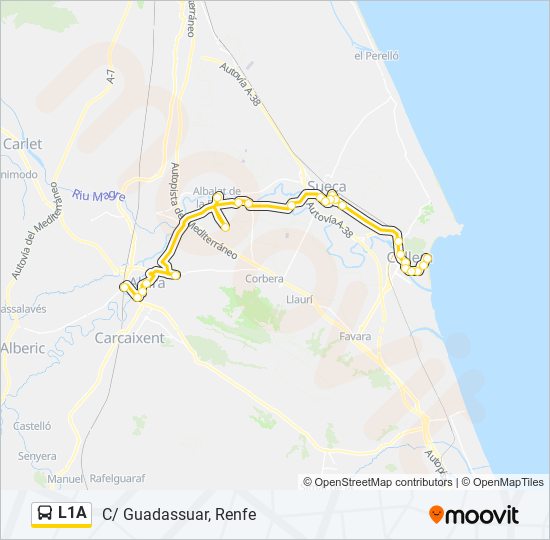 Mapa de L1A de autobús