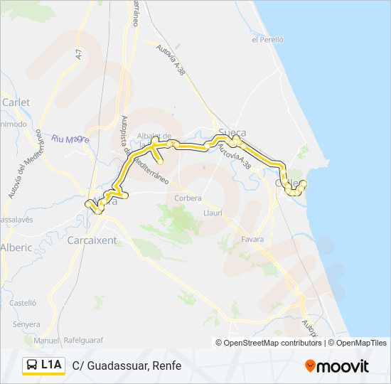 Mapa de L1A de autobús