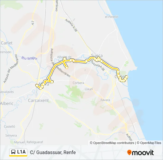 L1A bus Mapa de línia