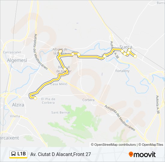 Mapa de L1B de autobús