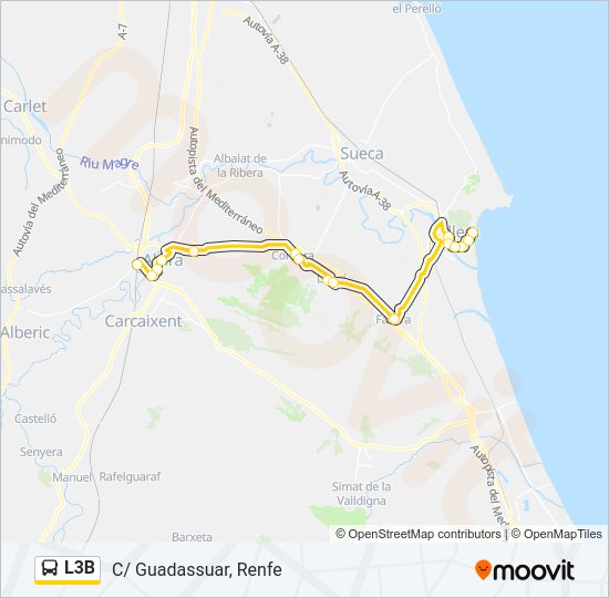 Mapa de L3B de autobús