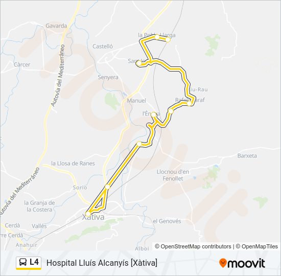 Mapa de L4 de autobús
