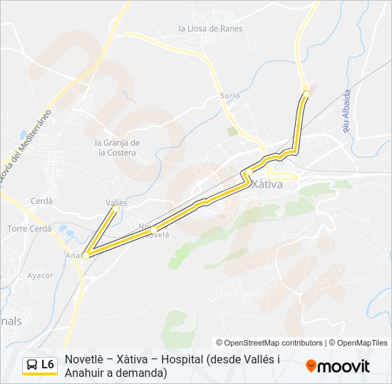 Mapa de L6 de autobús
